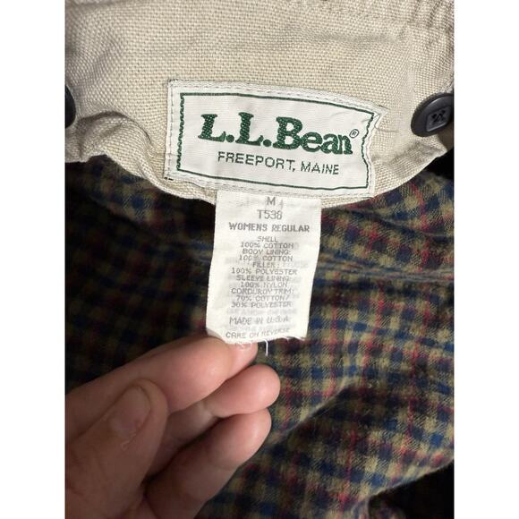 Vtg LL Bean H145 Coat M Tan Flannel Lined Primaloft Chore Barn USA Made 80s 90s - Picture 10 of 12